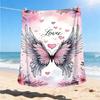 1pc Angel Wings Heart Love Outdoor Flannel Blanket , Machine Washable Perfect Gift for Birthday , Holiday Travel Accessory , Durable Material