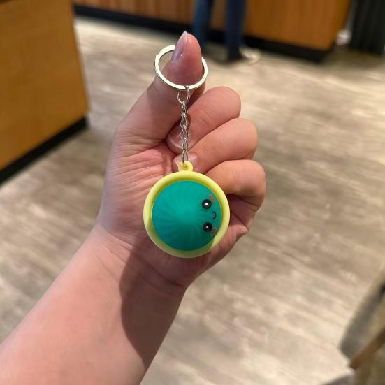 Keychain Steamed Bun Pendant Stress Relief Toy Portable Key Chain with Crisp Clicks