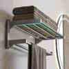 Buckle stainless steel bath towel rack, household bathroom towel rack, no punching, bathroom shower towel storage rack