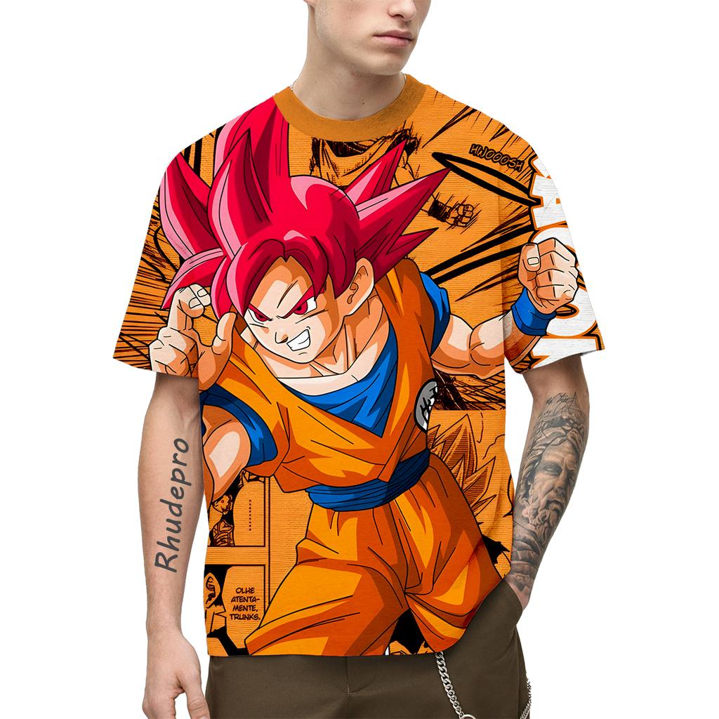 2024 Summer Men New Hot Anime Goku Vegeta All Over Print Cosplay Men Street T-Shirts Unisex Top Short Sleeve