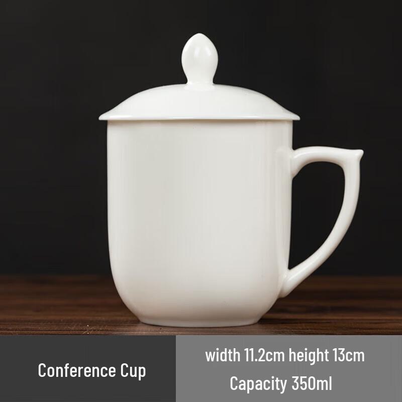 Tea Xun Dehua White Porcelain Bamboo Section Tea Cup with Lid