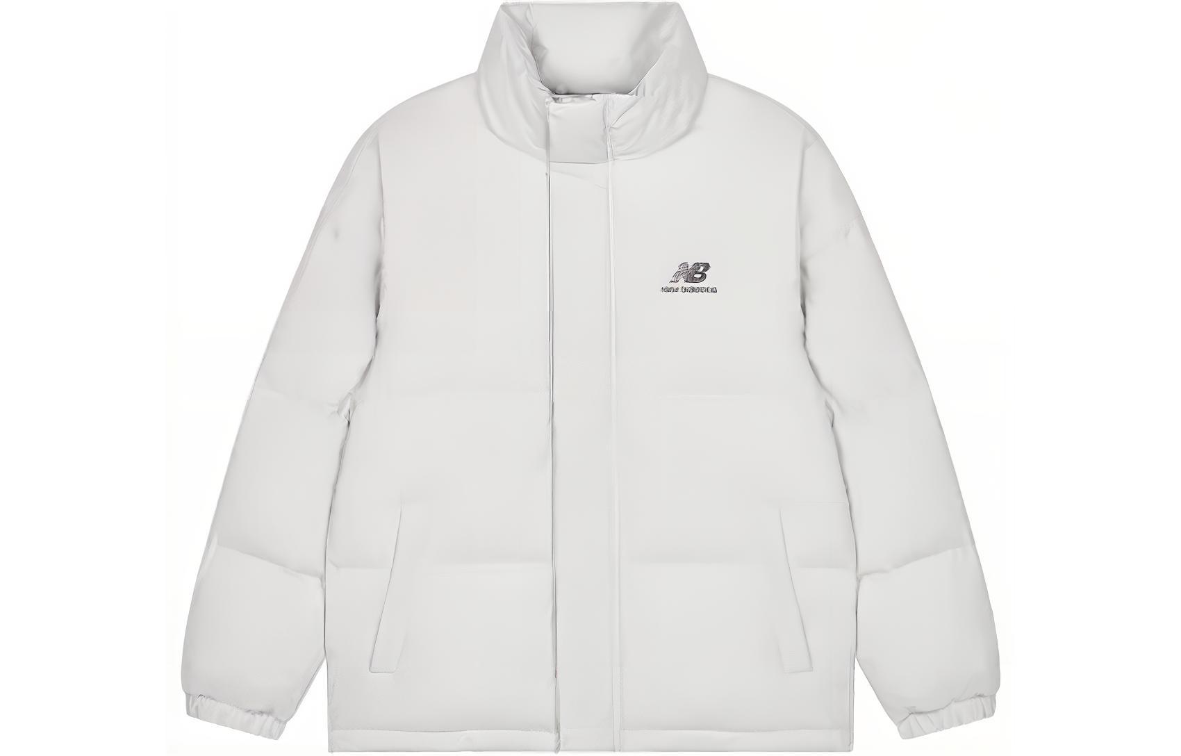 New Balance Down Jackets Men s White Stand Collar Moderate Other AMJ23345-GYM L