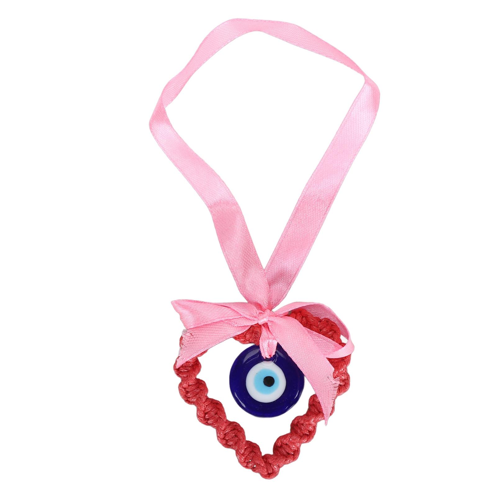 Тканый орнамент с голубыми глазами, бесшумный декоративный вязаный кулон с голубыми глазами для автомобиля, зеркало заднего вида, настенное W Red