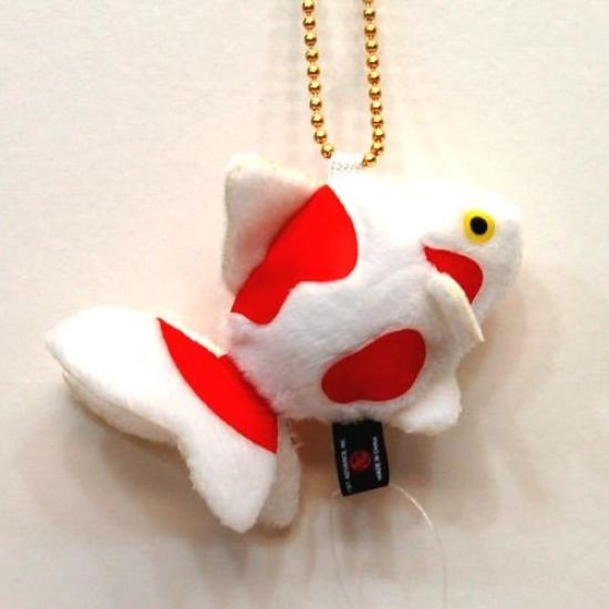 Goldfish Bell Ryukin Mascot Keychain WHITE