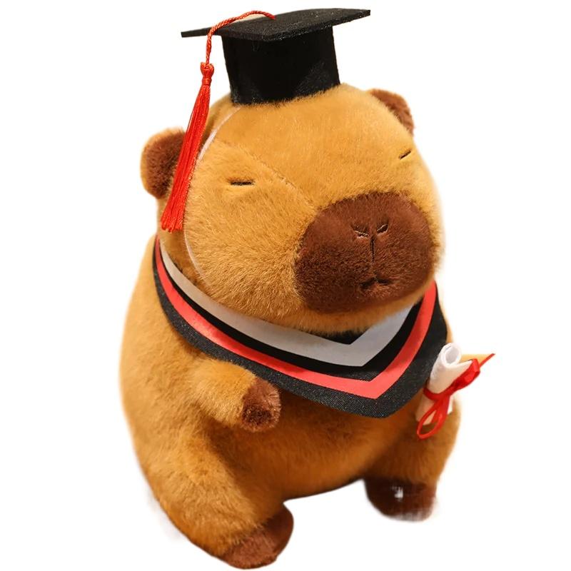 20-25cm Kawaii Graduation Dr.Capybara Plush Toy Cute Christmas Hat Kapibala Soft Doll Boys Girls Child Students Graduation Gift