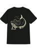 Casual Graphic T-shirt - Skeleton with Long Hair & Fish Tail Design