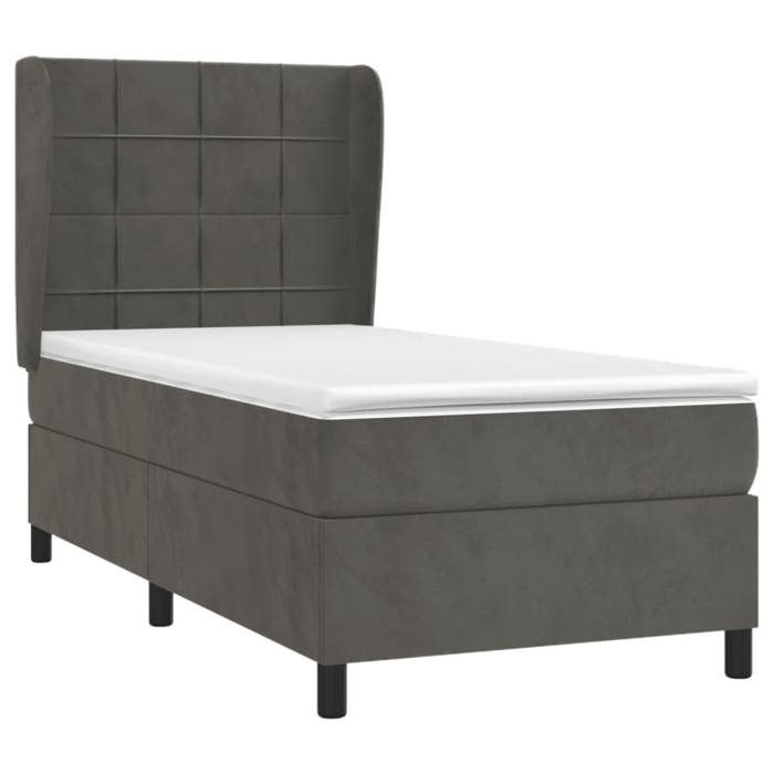 3129178 vidaXL Bed Base and Mattress Dark Grey 80x200 Cm Velvet