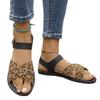 20252025 summer foreign trade new large size flat leopard print hollow buckle retro sandals