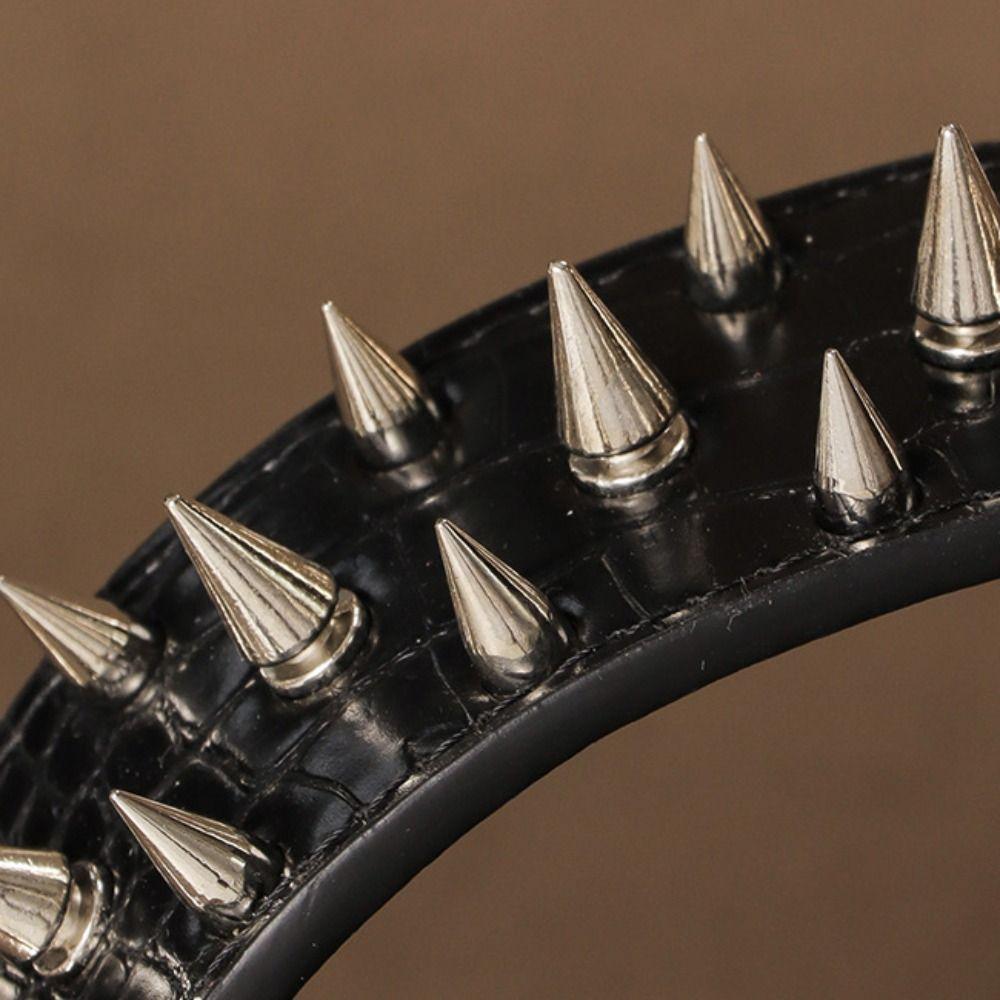 Widen PU Leather Pet Necklace Adjustable Rivets Pet Collar Spiked Dog Collars  Pet Supplies