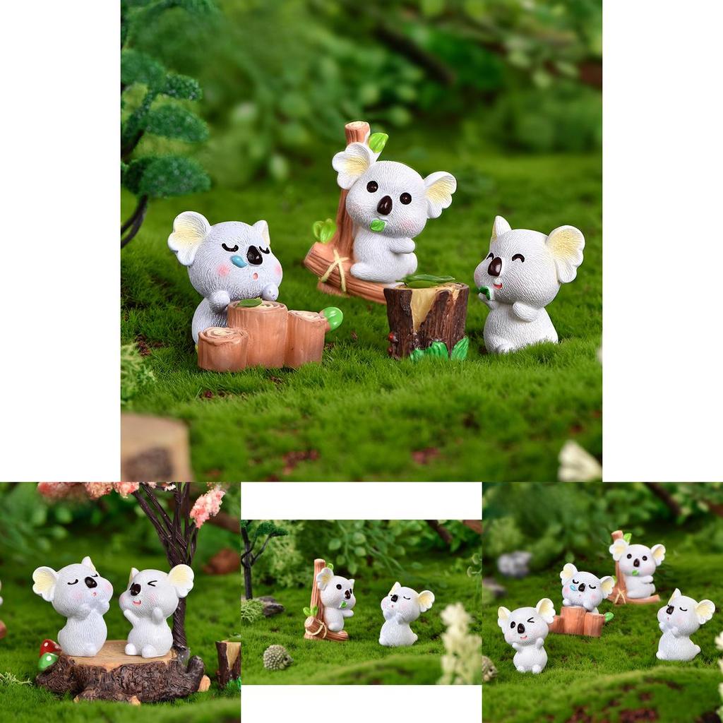 Cartoon Style Resin Koala Figurine Lovely Micro Landscape Diy Decor Crystal Ball Ornament