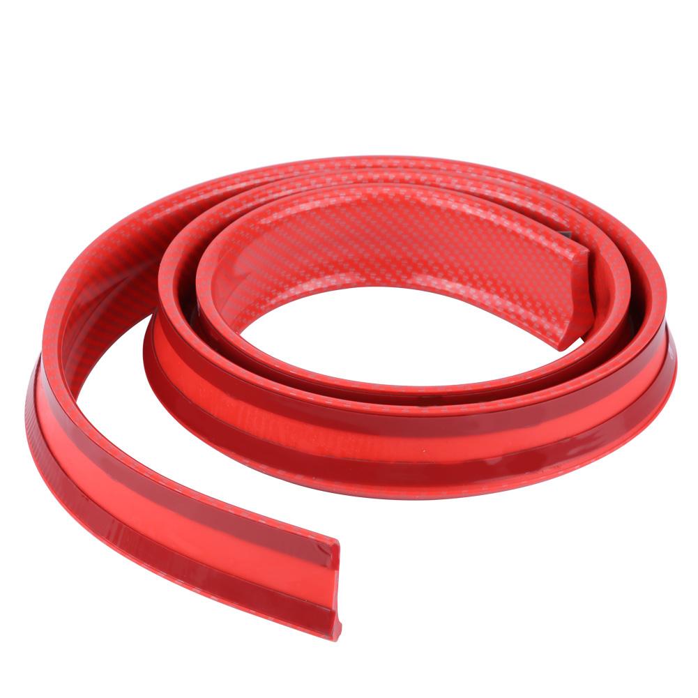 1.5mCelsius4.9ft Carbon   Soft Rubber Car Rear Roof   Spoiler Wing Lip Sticker Red