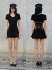 Deoineoseu Pleated Mini Skirt (Black)