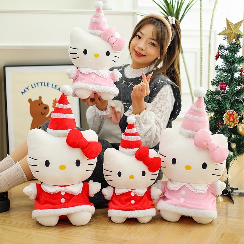 Christmas Hello Kitty Plush Toy With Soft Short Plush For Kids Play And Gift