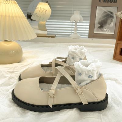 Niche Round Toe Small Leather Shoes Women 'S Summer Flat Soft Bottom British Retro French Mary Jane Shoes College Jk With Skirt