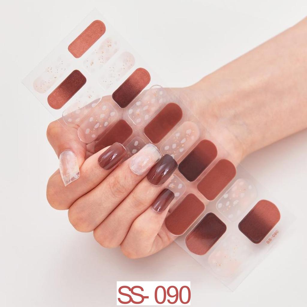 22pcs Sheet Laser Bronzing Full Cover Nail Stickers Long Lasting Tearable Cute Nail Art Wraps Design
