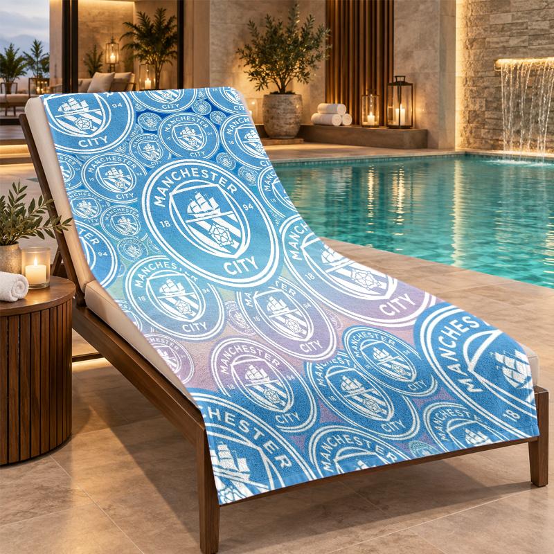 Beach Towel with Manchester City Design, Quick Dry Lightweight Towel for Swimming Pool Travel
