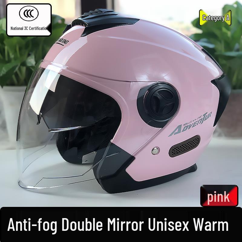 Unisex 3C Certified Electric Motorcycle Helmet with Double Visor, Lightweight and Safe for All Seasons Universal Size