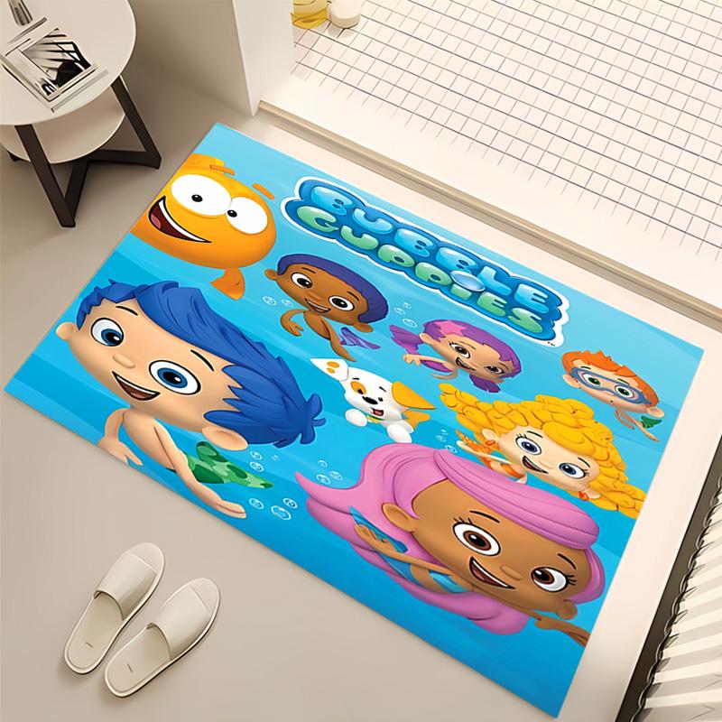 1pc Bubble Guppies Print Area Rug - Soft, Washable Non-Slip Indoor Mat, Living Room, Home Office Decorative Rug,Office Decorative