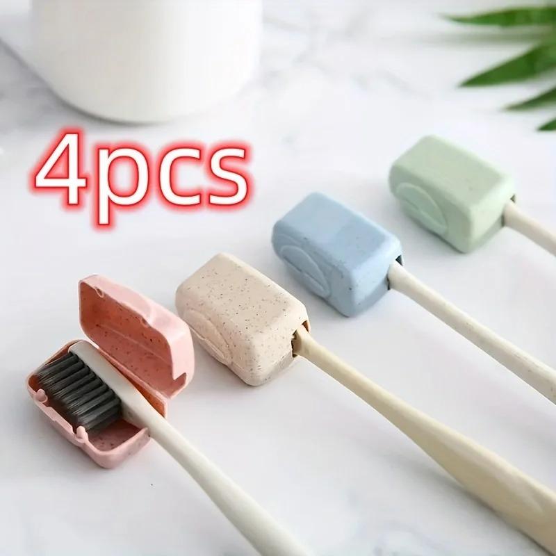 

4pcs Practical Toothbrush Head Cover, Travel Portable Toothbrush Box, Toothbrush Protective Cover, Toothbrush Box