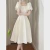 2025 Summer French First Love Women's Slim Waist Long Skirt - Fresh, Elegant, Short Sleeve Japanese Dress