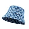 Popular Checked Plaid Denim Bucket Hat For Women Summer Tropical Beach Panama Bob Caps Outdoor Sunshade Fisherman Hat TravelGift