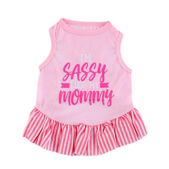 

Lovely Wave Point Pattern Pet Dress Elastic Skin Touch Cotton Dog Dress for Daily Wear L розовый