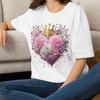 Floral Heart with Crown T-Shirt | Pink Peonies, Daisies, Romantic Gift for Her Mom Grandma Family Friend Sister Crew Team Party Aunt