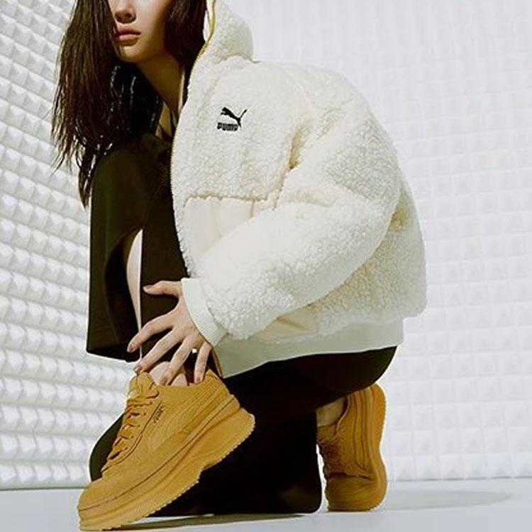 Puma Short Reversible Lamb Fleece Stand Collar Jacket Women jackets White 929815-02