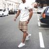 Vacanza estiva Set T-shirt da uomo Stampa 3D Tinta unita Uomo Maglietta a maniche corte Girocollo Pantaloncini Set due pezzi Abiti casual da uomo Abbigliamento