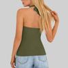 Women's Fashionable Plain Sleeveless V-neck Sexy Cross-Back  Top