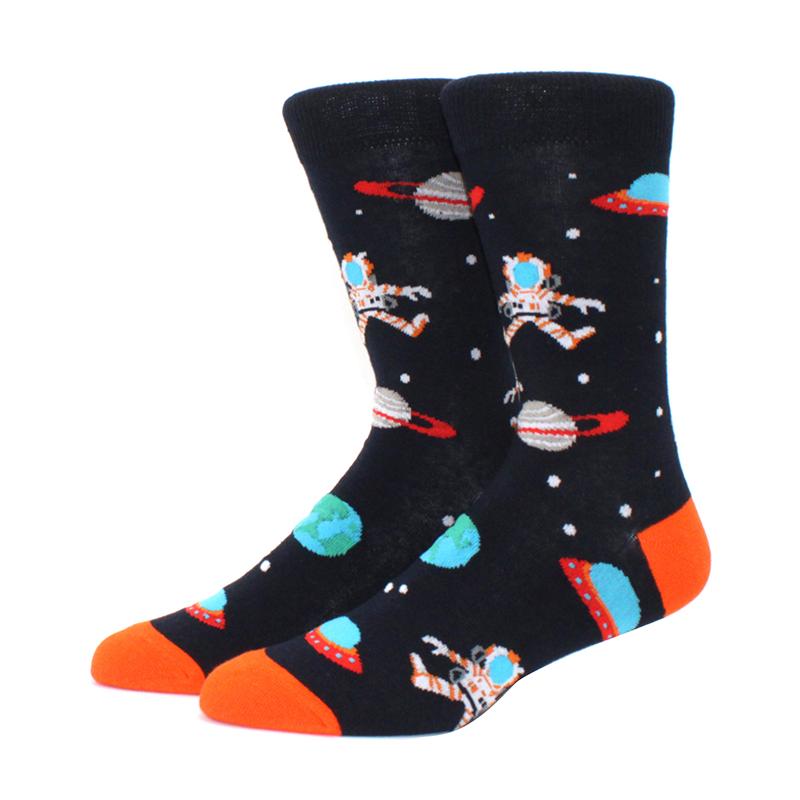 Unisex Malerei Stil Astronaut Mann Socken Baumwolle Harajuku Bunt Vollsocken Damen Weltraum Streetwear 1 Paar Größe 38-46