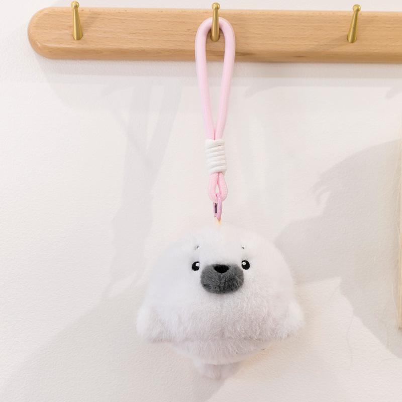 Creative Unzipping Pinch Ball Plush Keychain Cute Cow Rabbit Cat Backpack Pendant Cartoon Doll