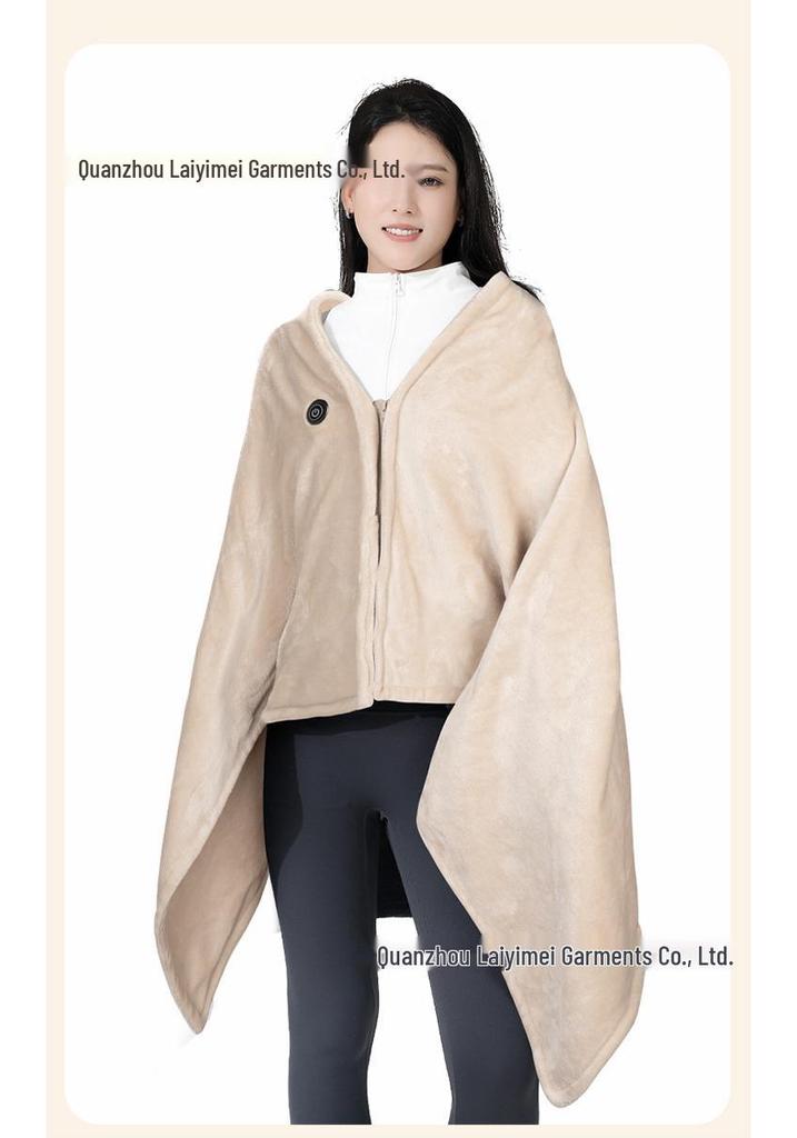Winter Flannel Heated Shawl: Thick Velvet Electric Blanket for Warmth & Cold Protection
