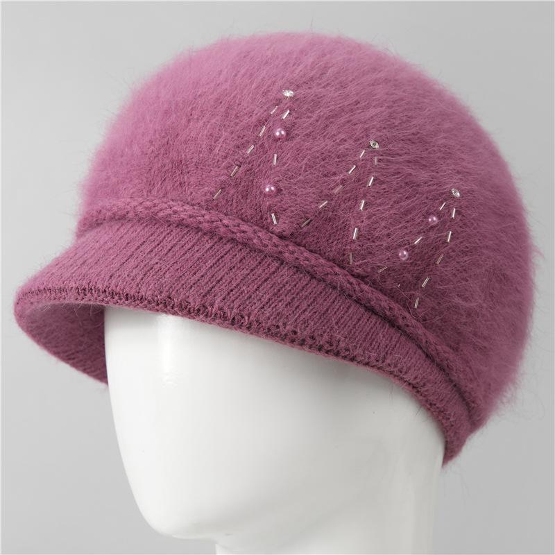 Hat lady winter cold and warm plush rabbit fur wool hat
