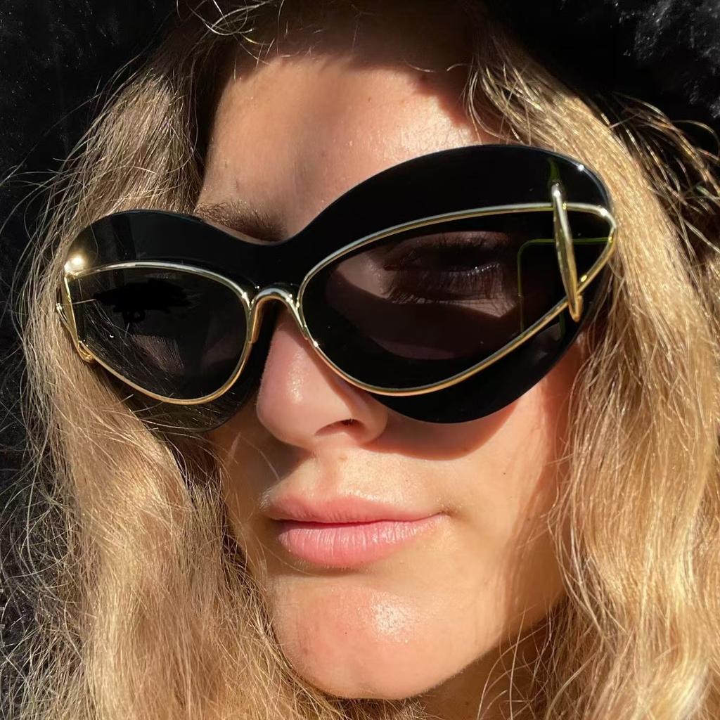 New European and American fashion cat eye sunglasses female driving Internet celebrity YK small frame sunglasses tide sunglas