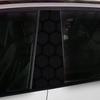 2-Piece Waterproof Sunscreen Car B-pillar Sticker Durable Vinyl 2D Black Perforated Honeycomb Pattern