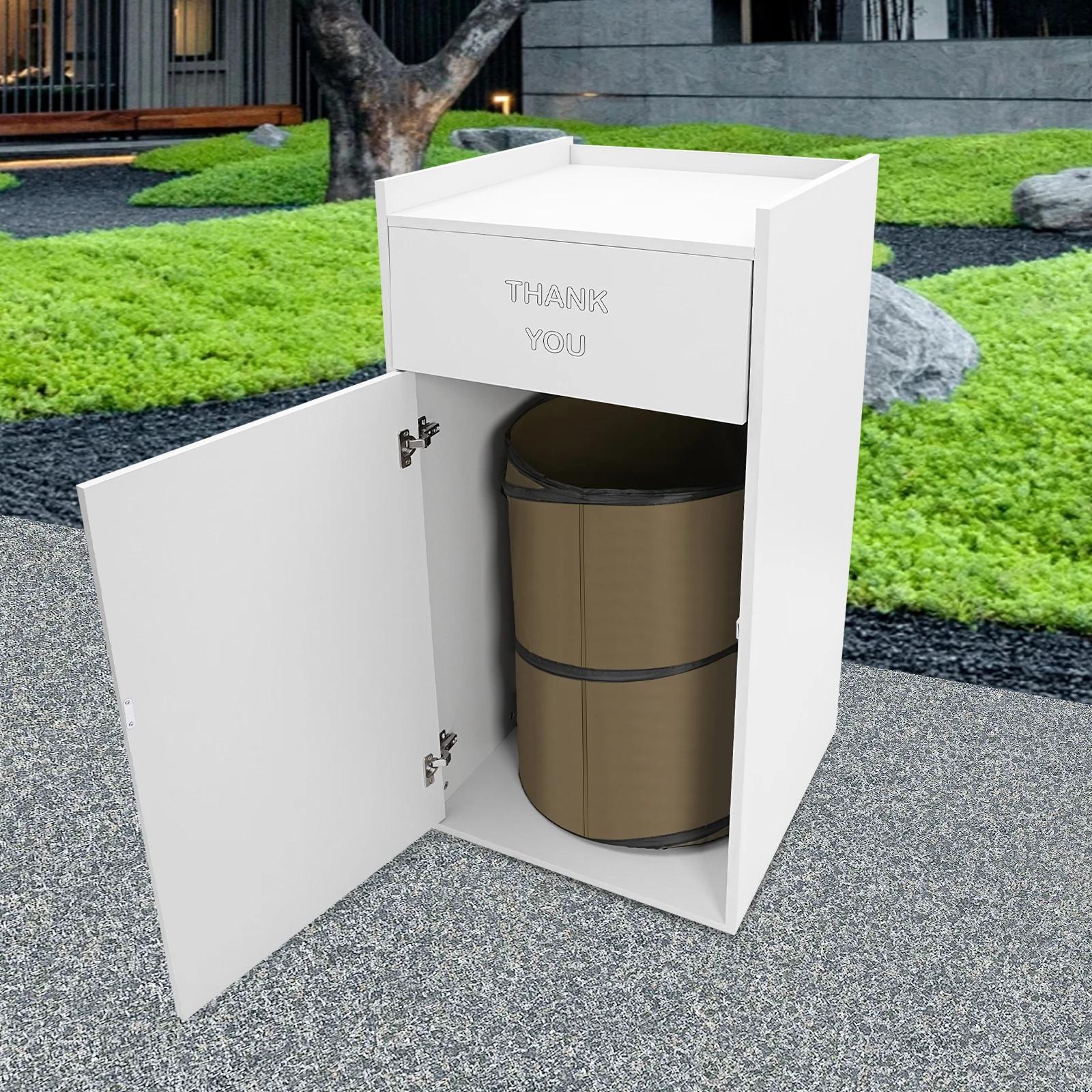 

Bymaocar Silver 30L Freestanding Wooden Garbage Bin, Detachable & Foldable Canvas Garbage Bag for Offices, Libraries & Lounges 30L серебряный