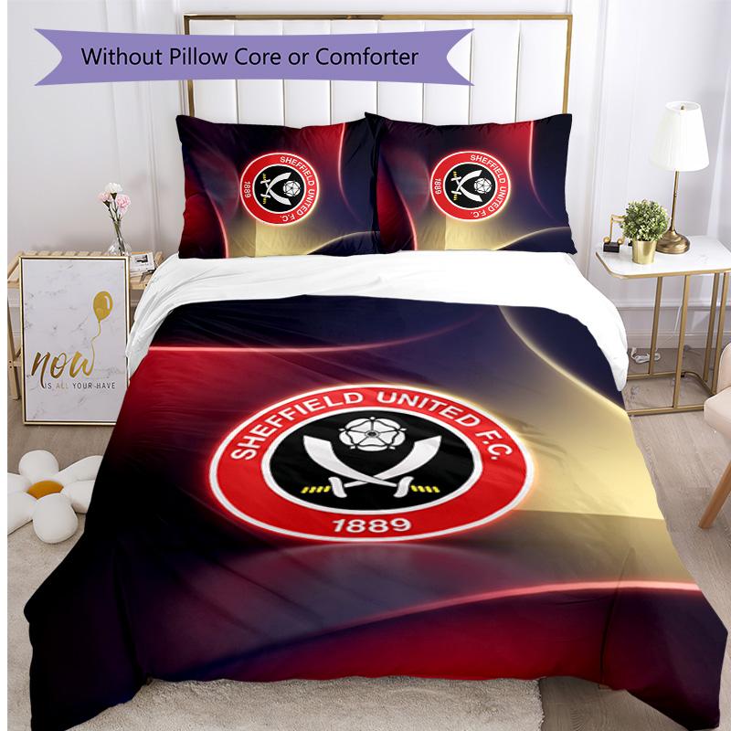 Set Lenzuola Stampato Sheffield United Football 3 Pezzi, Comodo Set Copripiumino per Camera da Letto Amico della Pelle