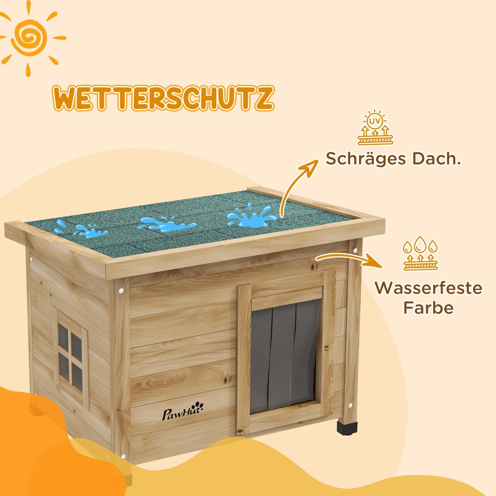 Cat House, Cat Hut, Cat Cave, Weatherproof, Suitable for Cats Up To 6 Kg, 57 Cm X 45 Cm X 43 Cm, Natural