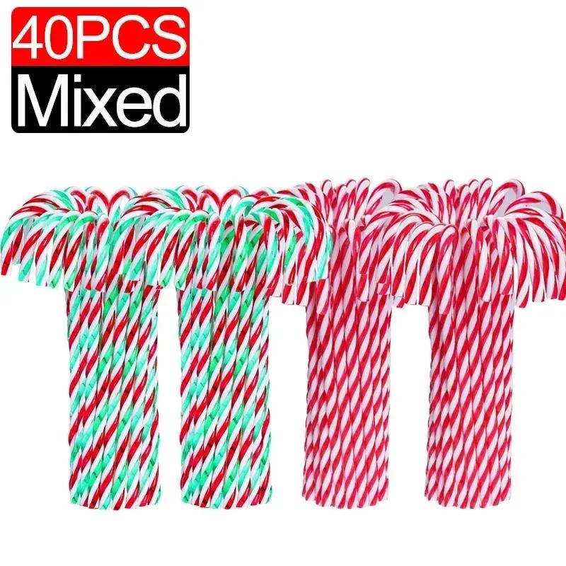 200/10Pcs Christmas Candy Cane Decoration Twisted Plastic Candy Cane Party Christmas Tree Hanging Twisted Crutch Xmas Pendants