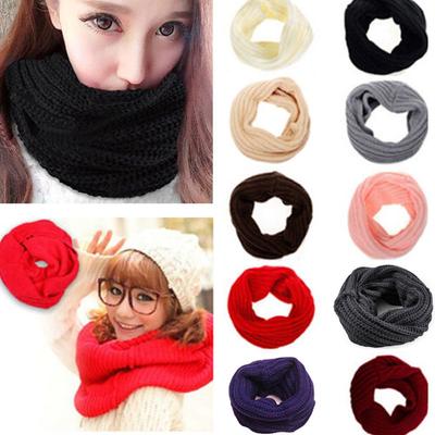 Women Winter Warm Neck Cowl Collar Shawl Knitting Wool Scarf Infinity Circle Cable