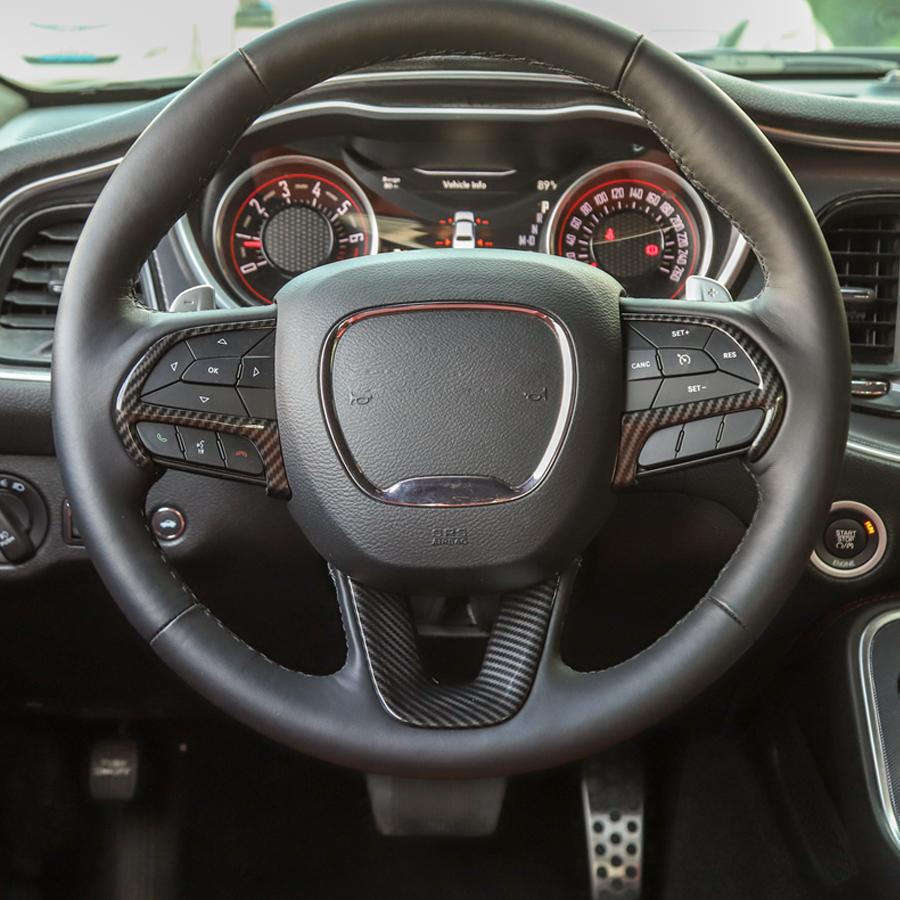 

NHAUTP 3 шт./компл. ABS украшение интерьера автомобиля для Dodge Challenger/зарядное устройство 2015-наклейки на руль углеродного волокна черного