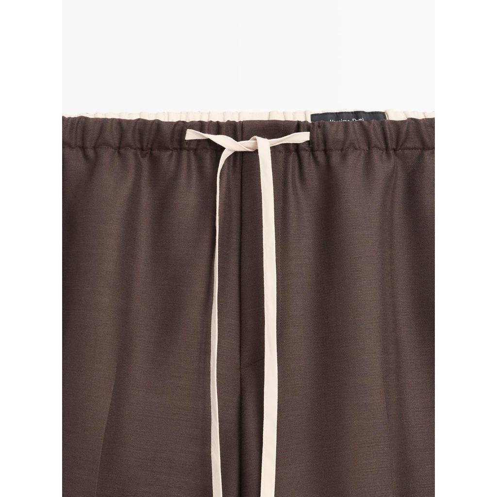 Masimodutti Wool Blend Contrast Drawstring Pants