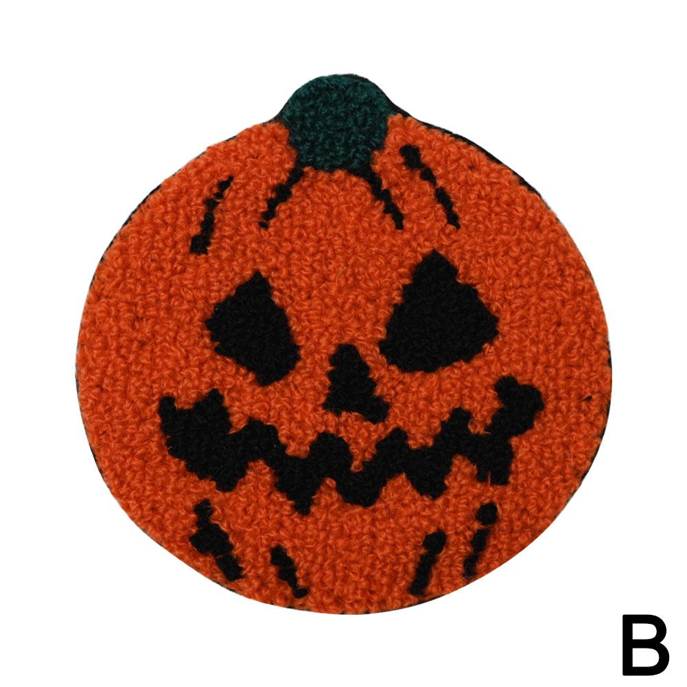 

Милые подставки под стаканы с привидениями, сделанные своими руками, из овечьего войлока, нескользящие силиконовые мультяшные теплоизоляционные коврики для украшения салона автомобиля на Хэллоуин оранжевый