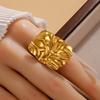 Cross-Personality Boyfriend Style Irregular Pleated Geometric Retro Ring - Women's Exaggerated Stainless Steel Finger Accessory