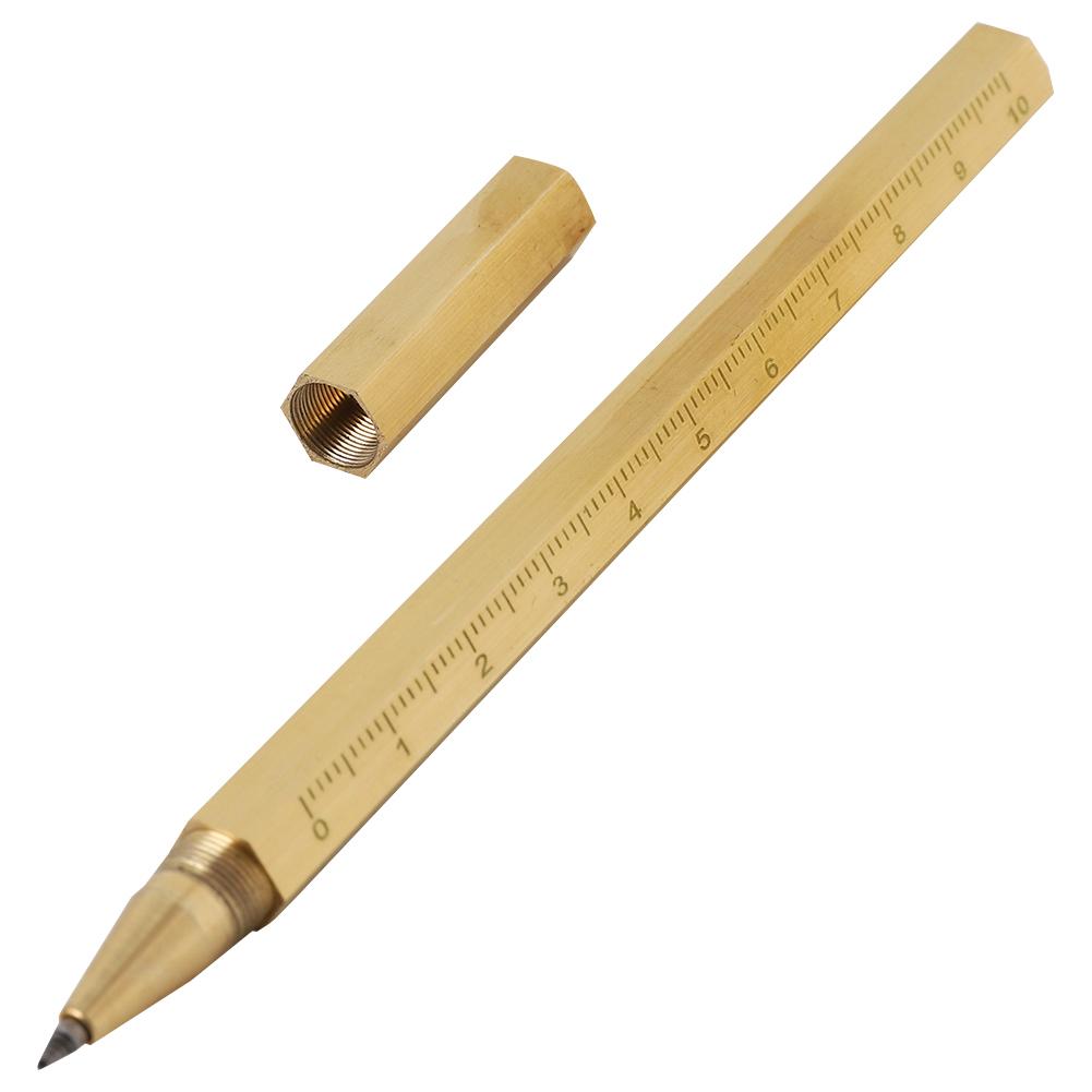 Brushed Brass Gel Pen Hexagon 0.5mm Writing Pen School Office Supplies Gift0.5mm without Scale