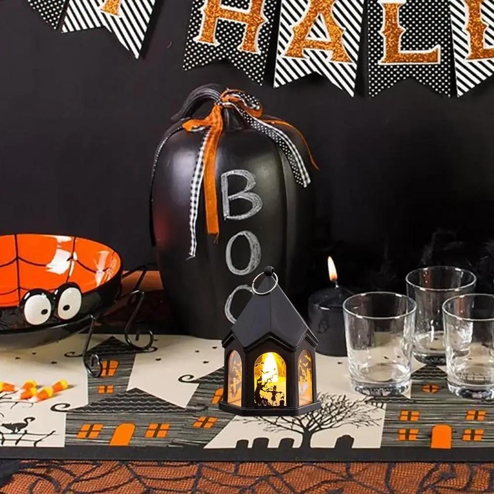 Luminous Halloween Castle Handheld Lantern Mini Candle Wind Lantern  Party Supplies