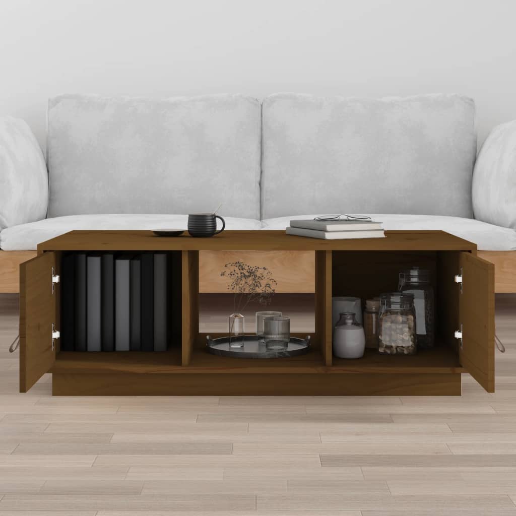  Coffee Table, Honey Brown, 100x50x35 Cm, Solid Pine Wood