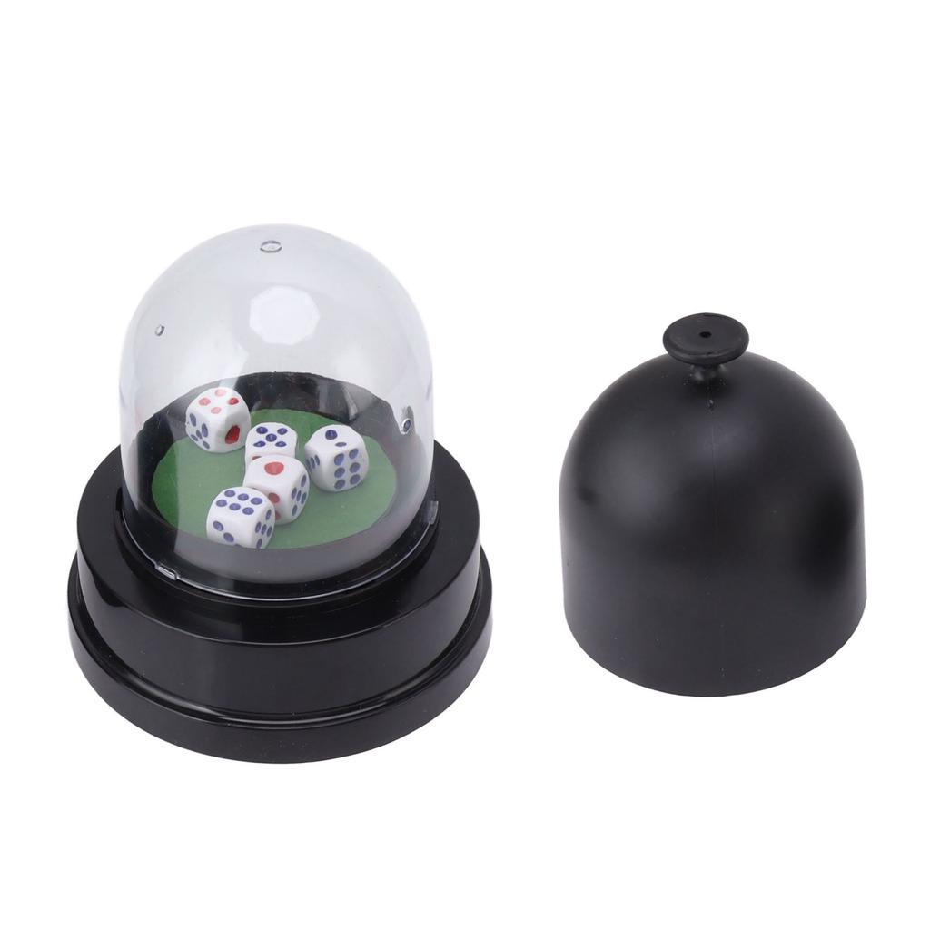 Automatic Dice Roller Cup Battery Powered Pub Bar Party Game Play with 5 Dices for Party Gathering