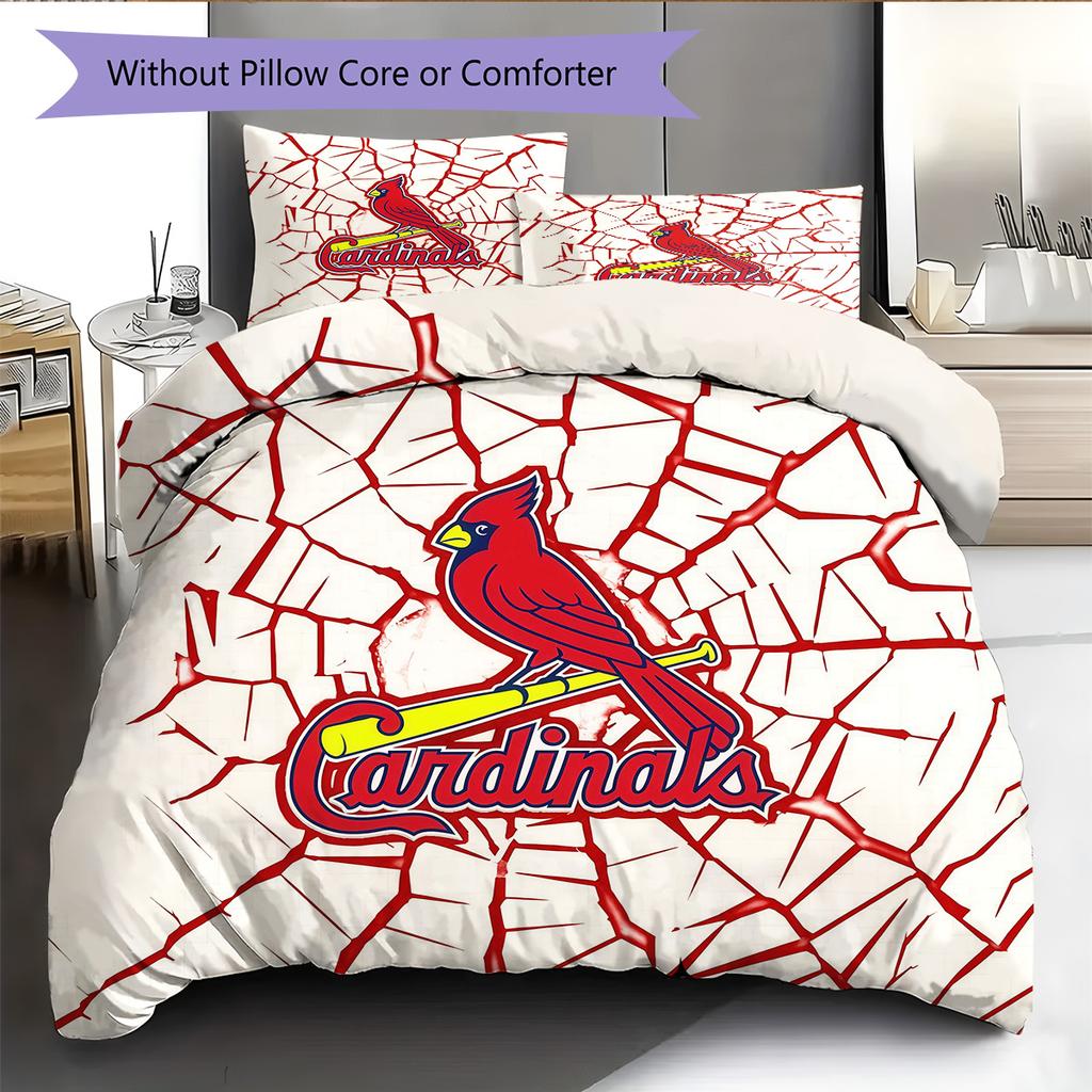 St.Louis Cardinals Pattern Bedding Quilt Set Home Decoration Gift (1 * Duvet Cover + 2 * Pillowcase Without Core)